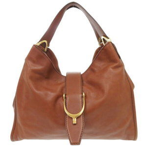 Gucci Stirrup leather Shoulder Soft Bag brown
